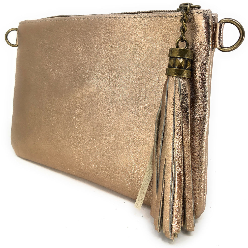 Sac pochette en cuir irisé MORGANE Champagne irisé