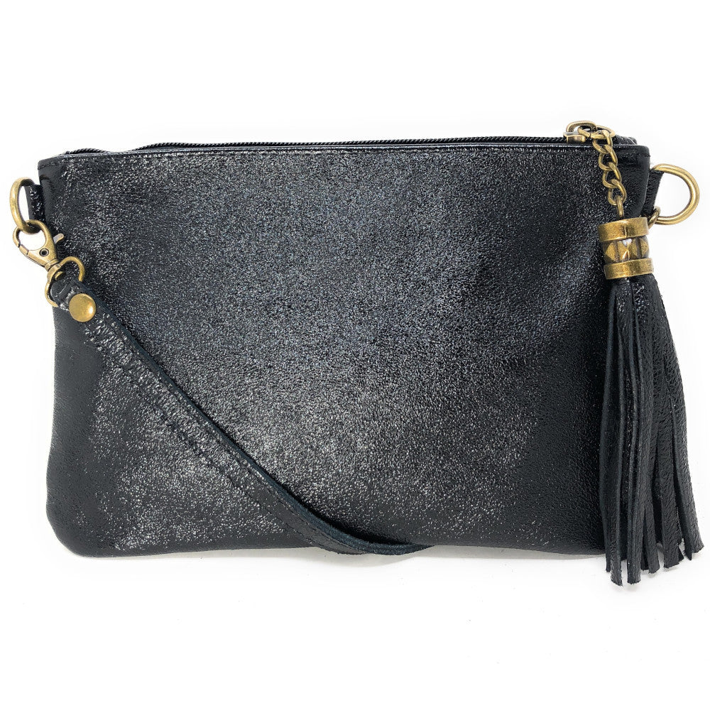 Sac pochette en cuir irisé MORGANE Noir irisé
