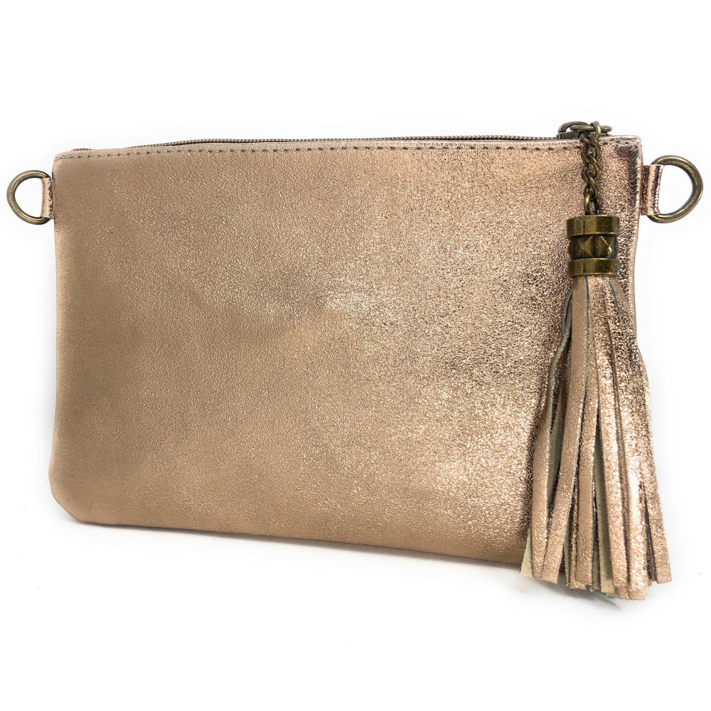 Sac pochette en cuir irisé MORGANE Champagne irisé