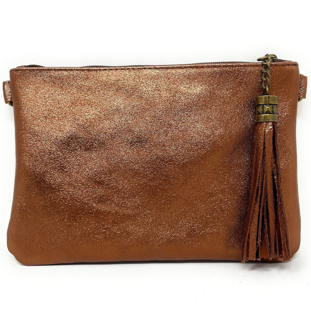 Sac pochette en cuir irisé MORGANE Bronze
