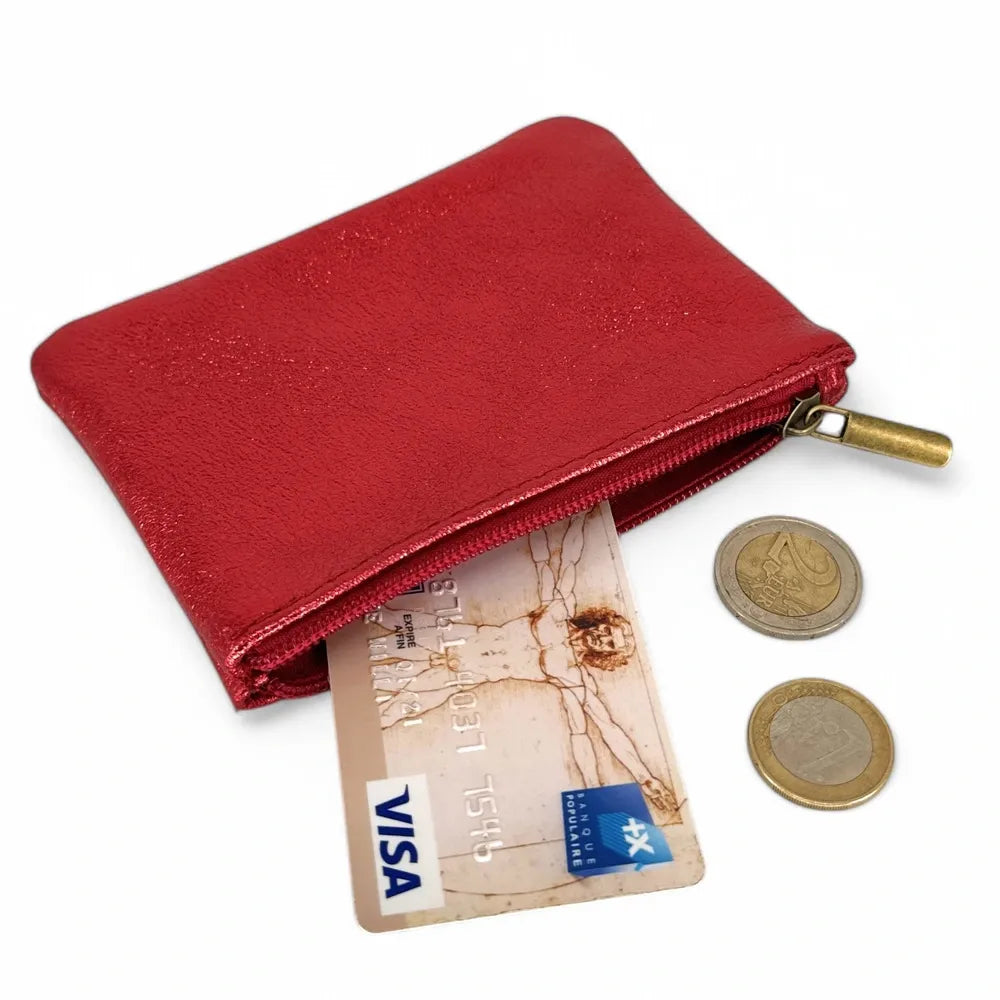 Pochette en cuir irisé GLOW PURSE Rouge irisé