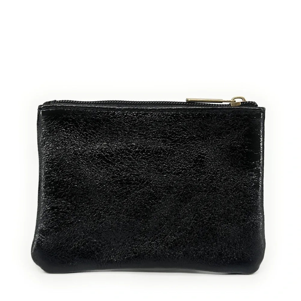 Pochette en cuir irisé GLOW PURSE Noir irisé