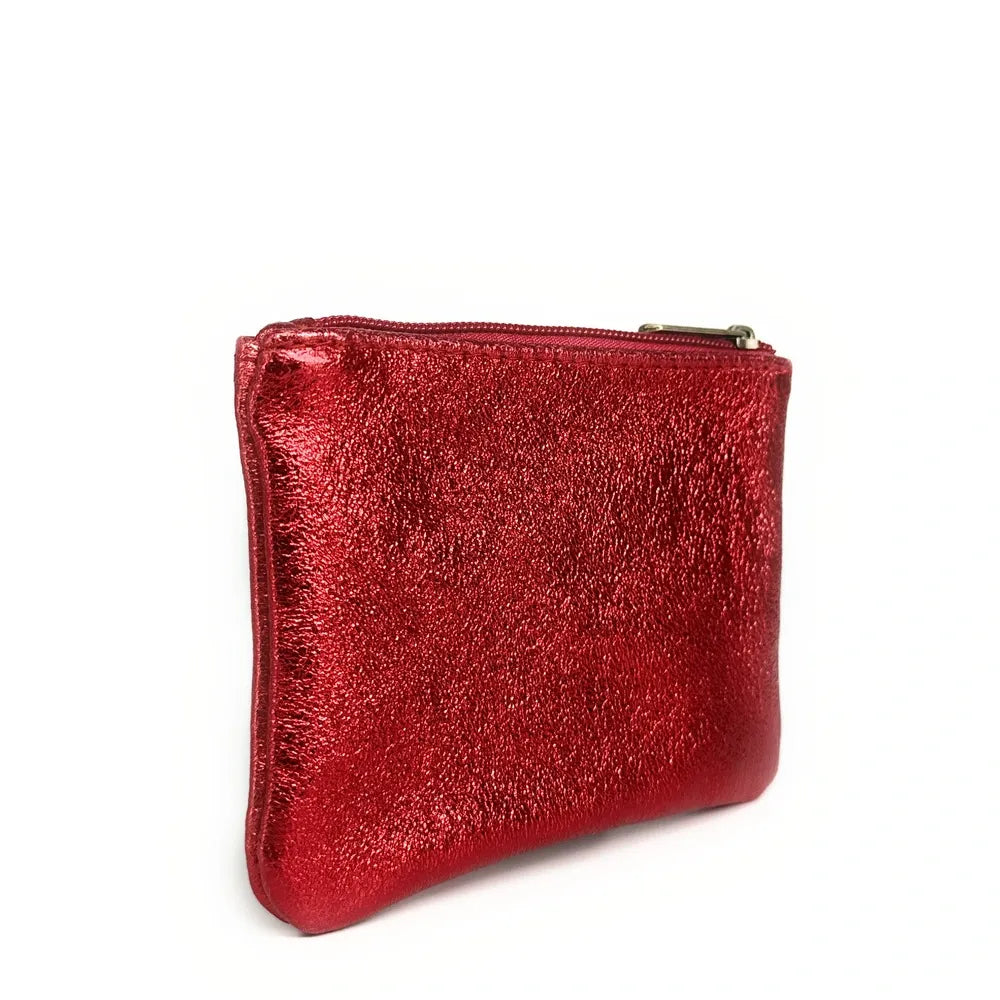 Pochette en cuir irisé GLOW PURSE Rouge irisé