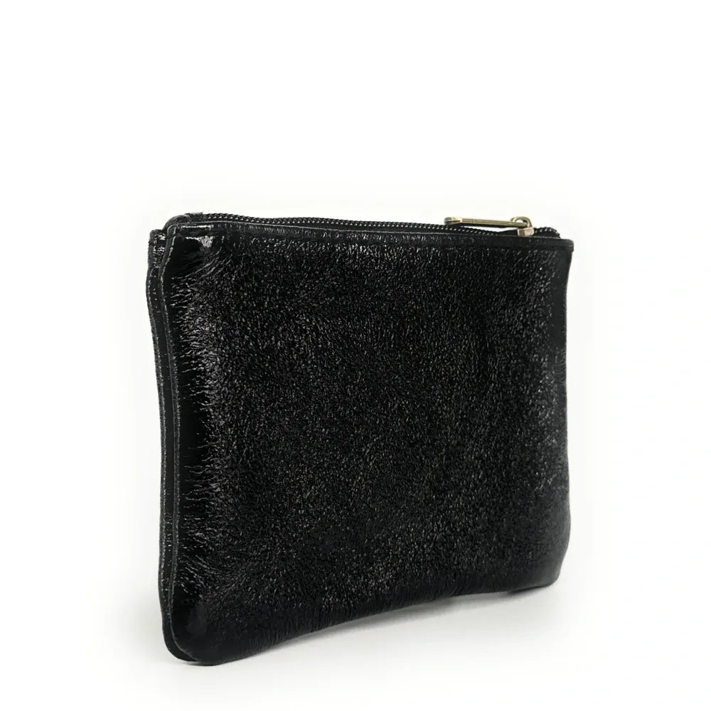Pochette en cuir irisé GLOW PURSE Noir irisé