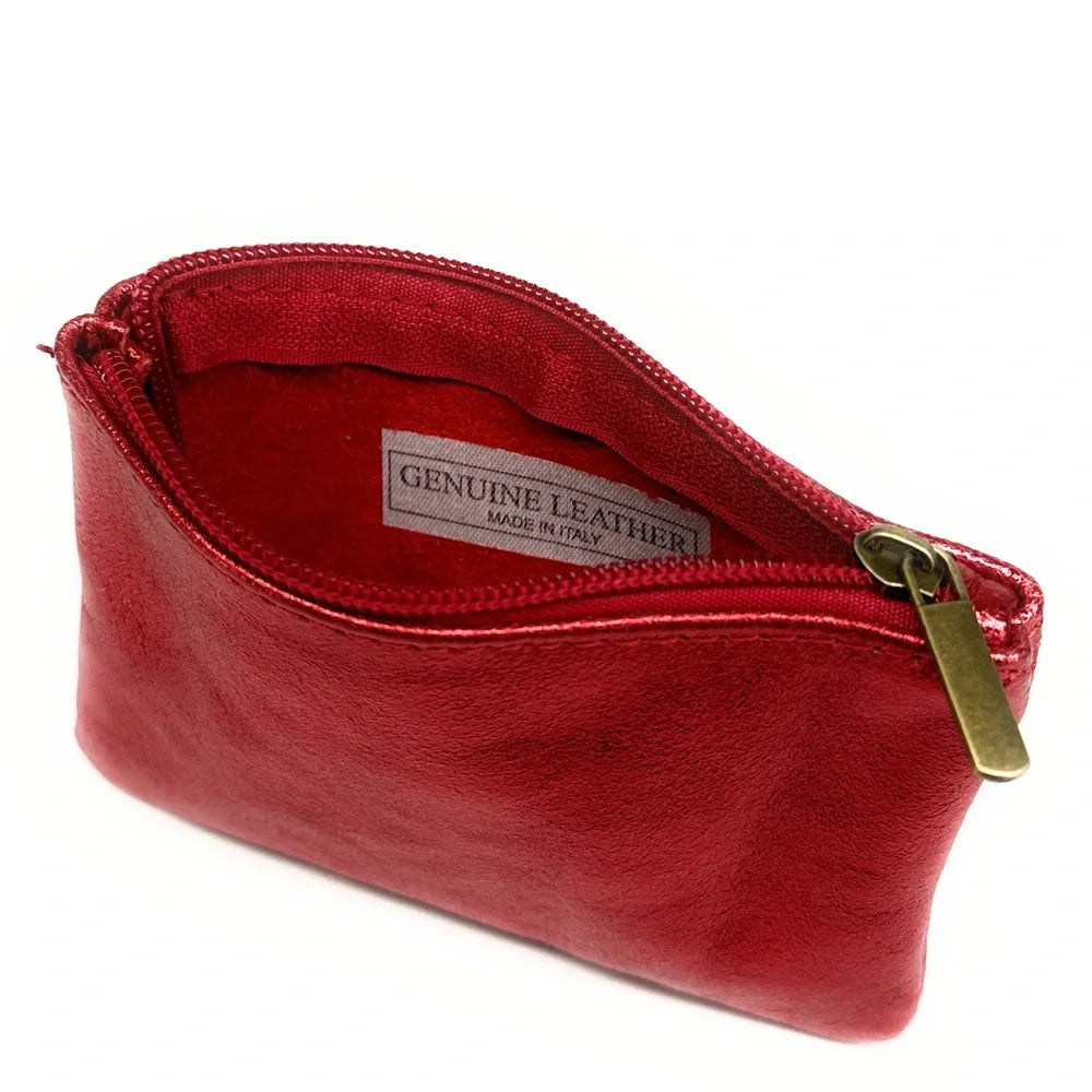 Pochette en cuir irisé GLOW PURSE Rouge irisé