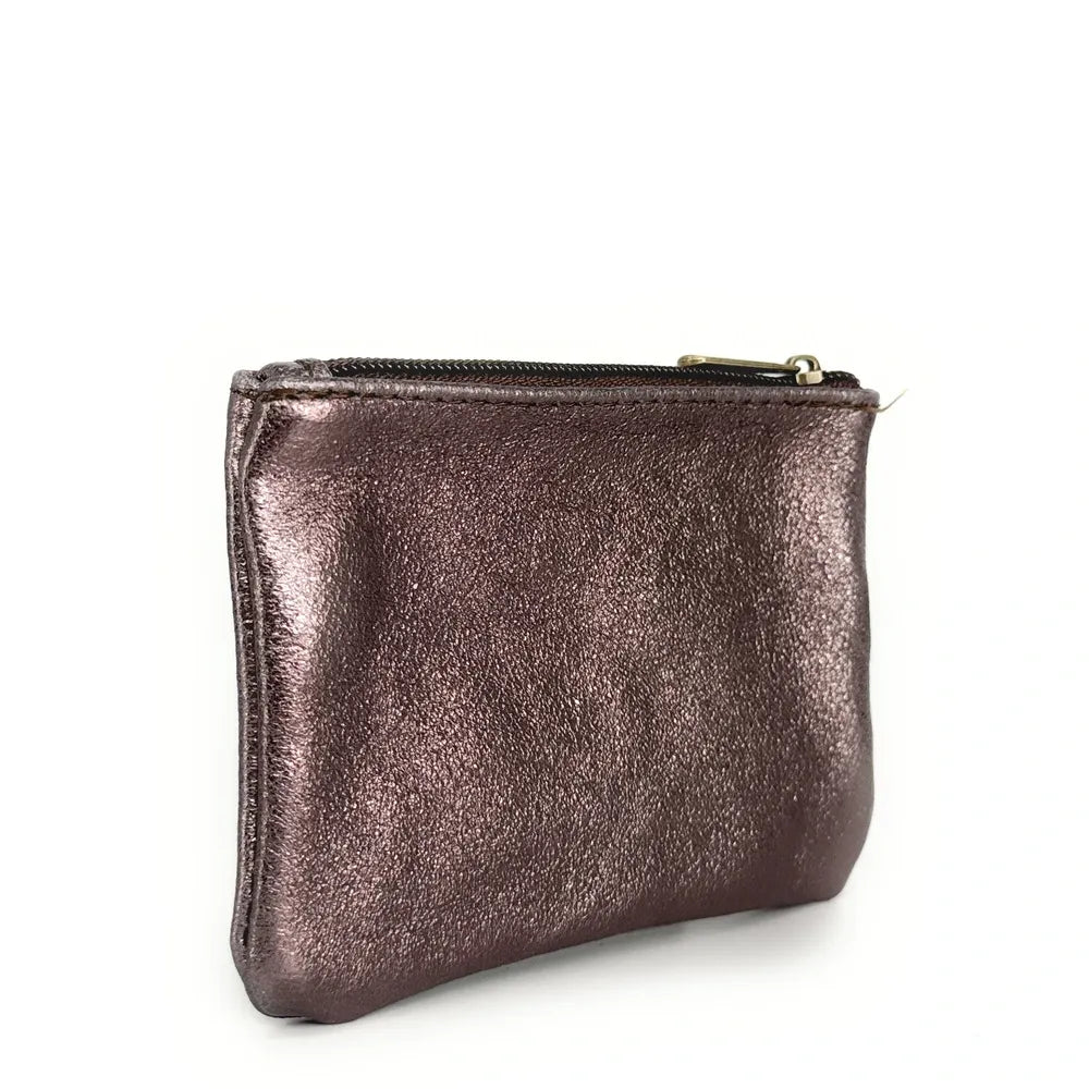 Pochette en cuir irisé GLOW PURSE Chocolat irisé