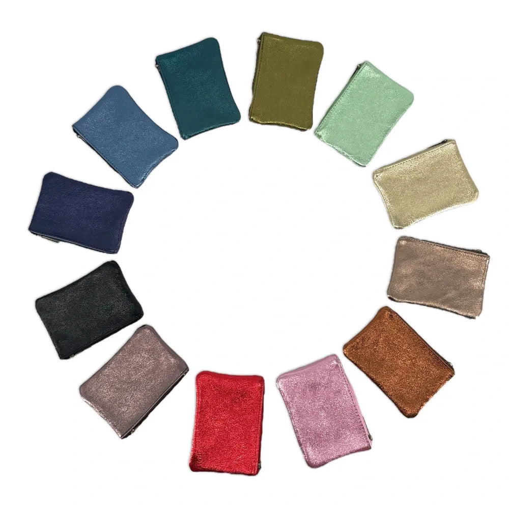 Pochette en cuir irisé GLOW PURSE Rouge irisé