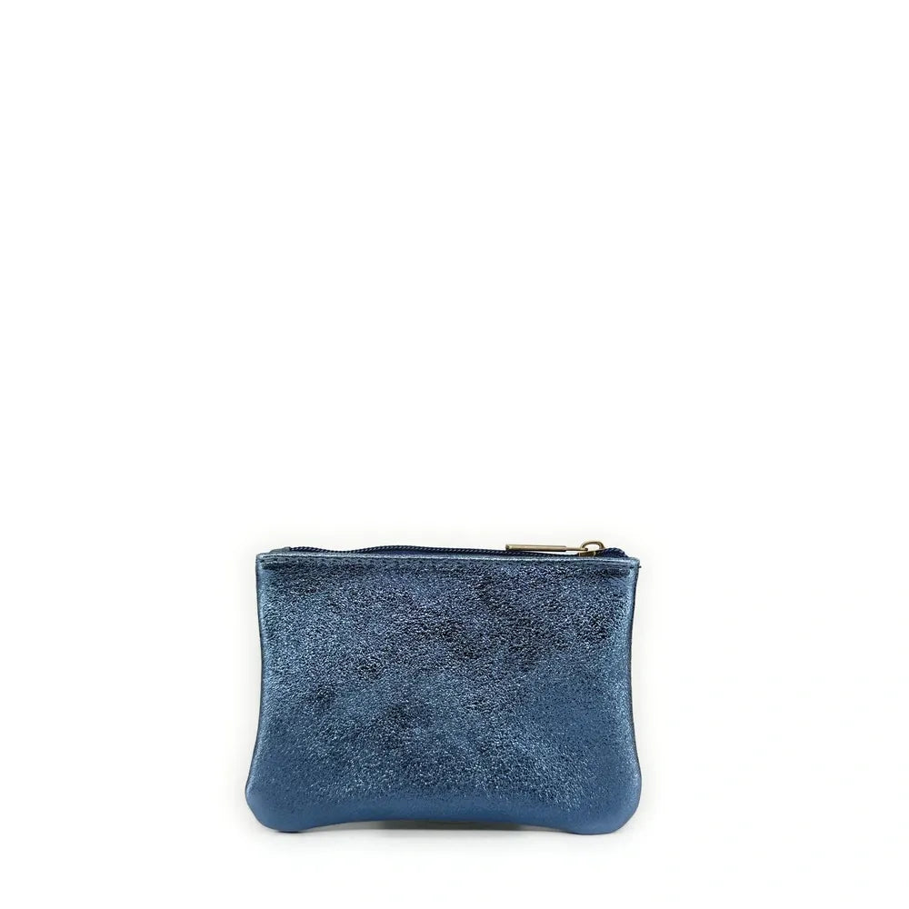 Pochette en cuir irisé GLOW PURSE Bleu cobalt irisé