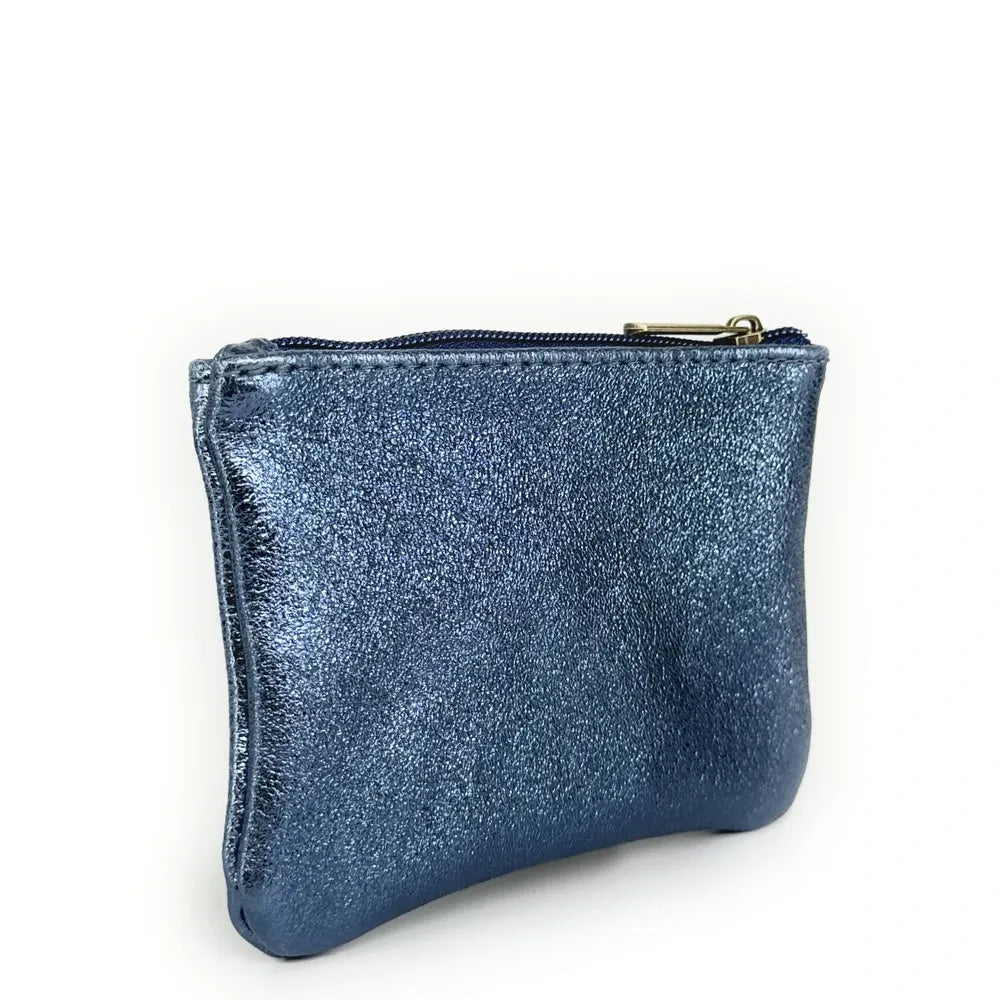 Pochette en cuir irisé GLOW PURSE Bleu cobalt irisé