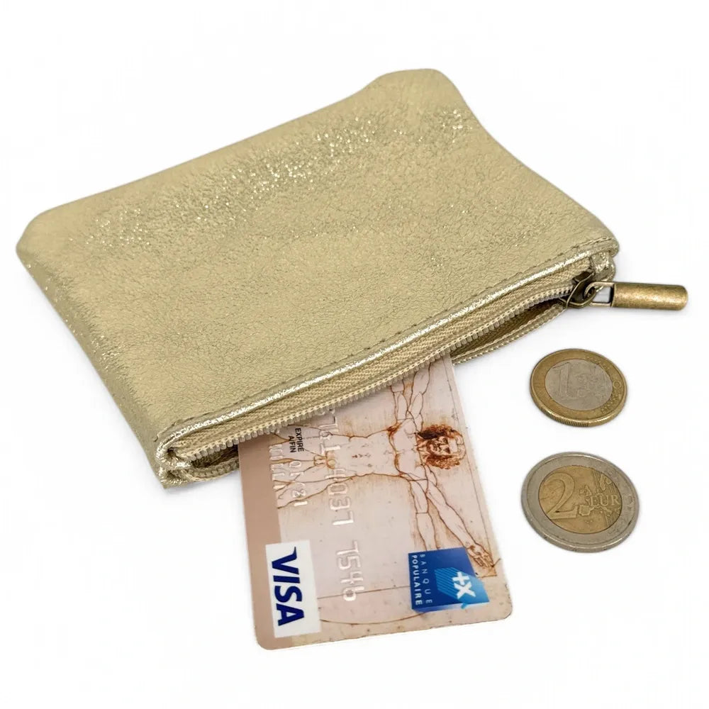 Pochette en cuir irisé GLOW PURSE Or pâle