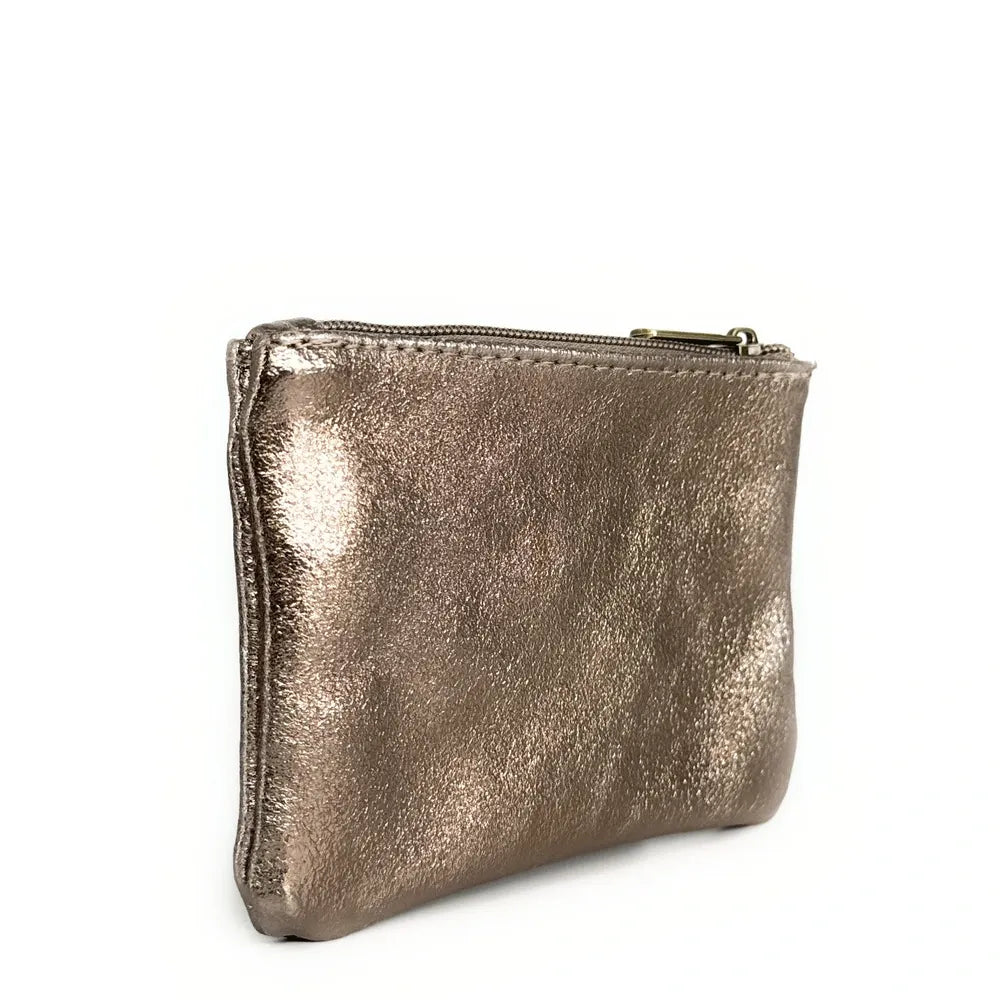 Pochette en cuir irisé GLOW PURSE Champagne irisé