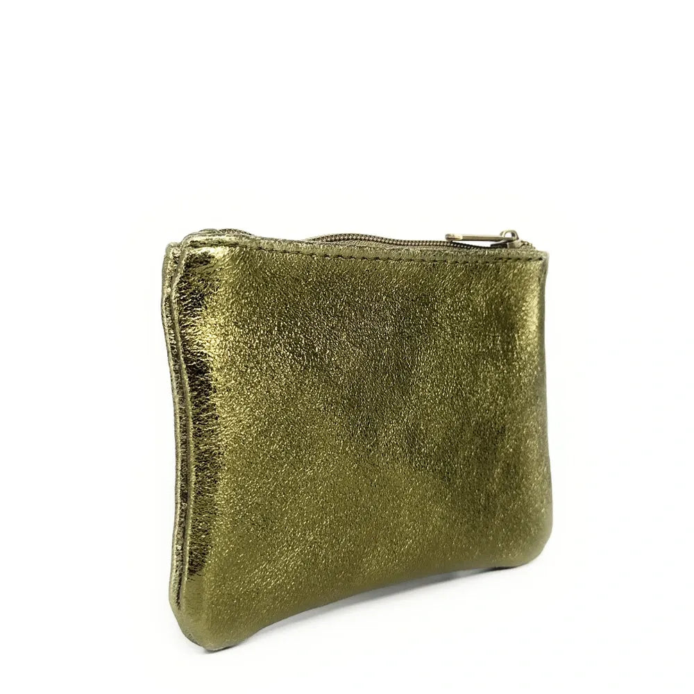 Pochette en cuir irisé GLOW PURSE Kaki irisé