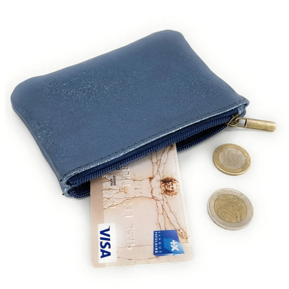 Pochette en cuir irisé GLOW PURSE Bleu cobalt irisé