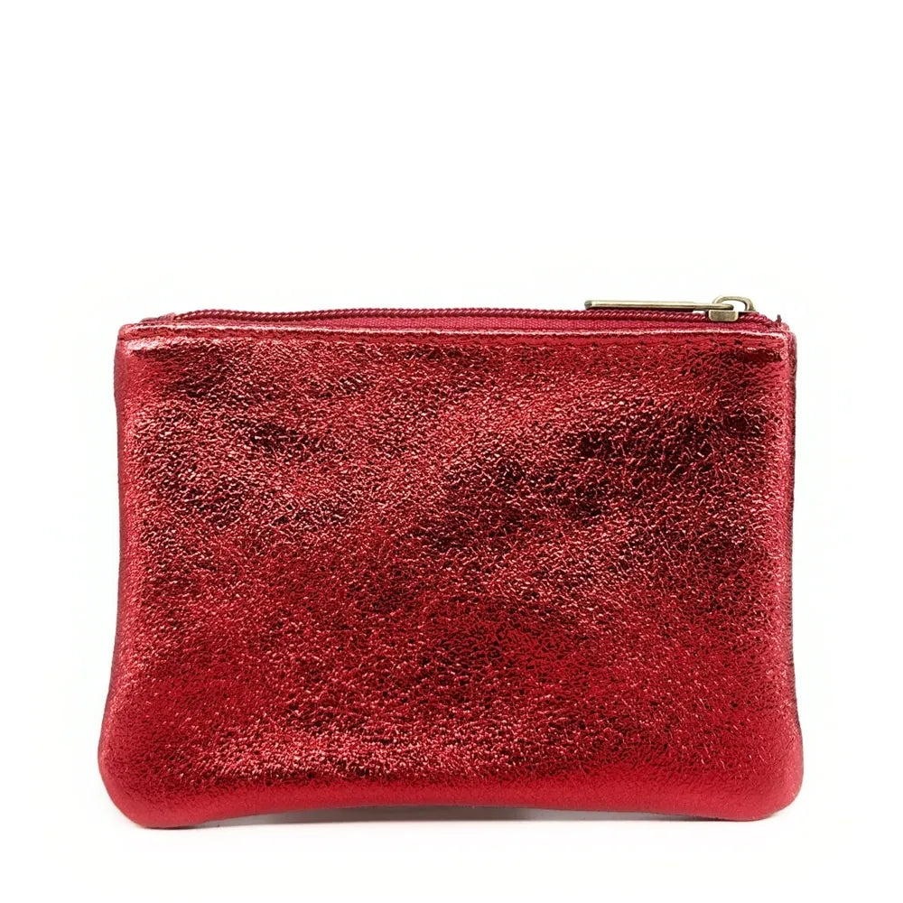 Pochette en cuir irisé GLOW PURSE Rouge irisé