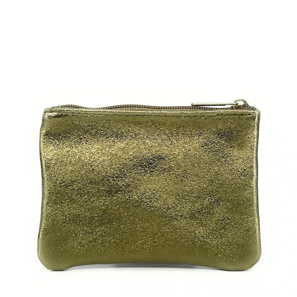 Pochette en cuir irisé GLOW PURSE Kaki irisé