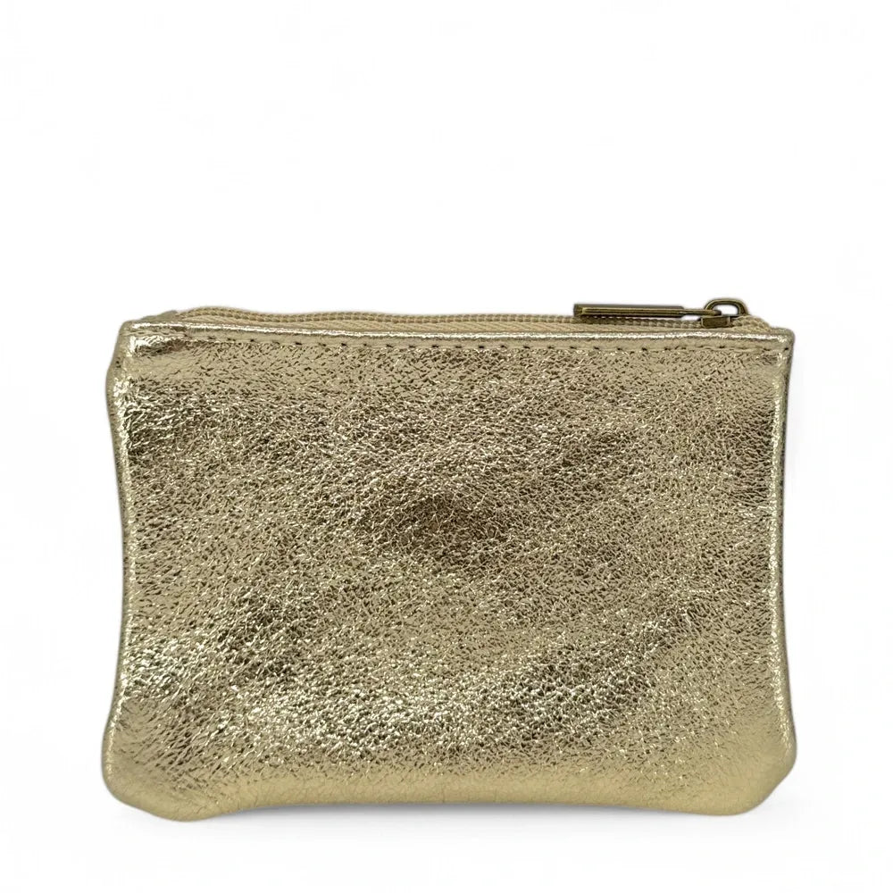 Pochette en cuir irisé GLOW PURSE Or pâle