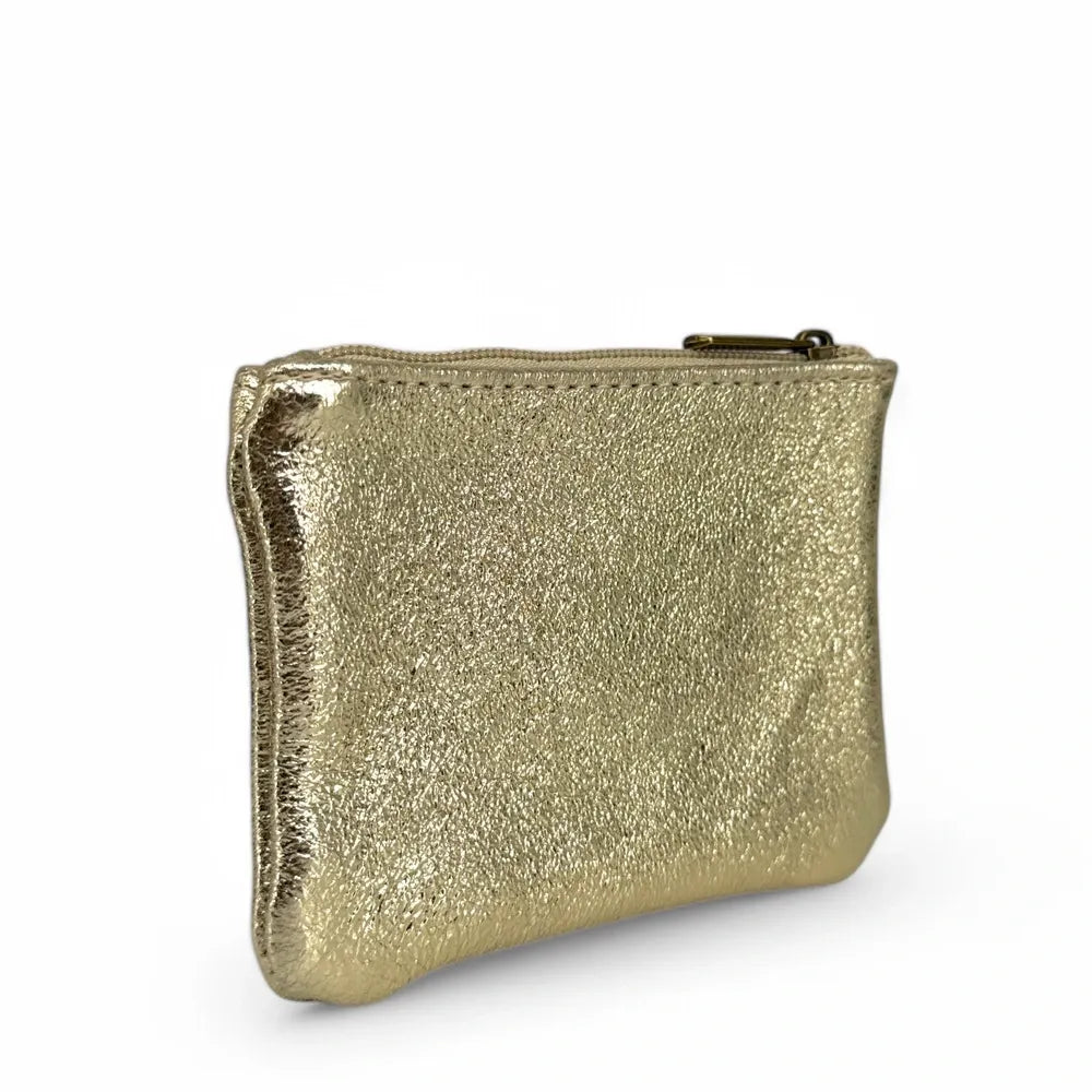 Pochette en cuir irisé GLOW PURSE Or pâle