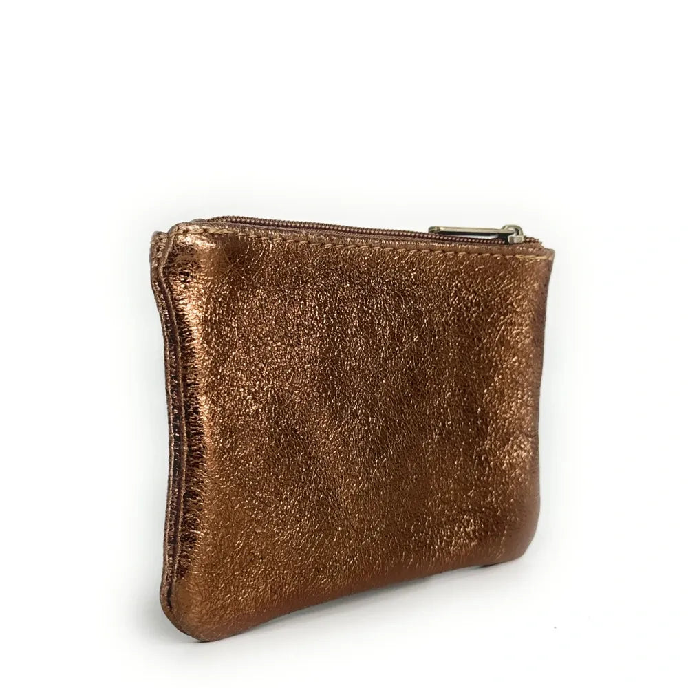 Pochette en cuir irisé GLOW PURSE Bronze