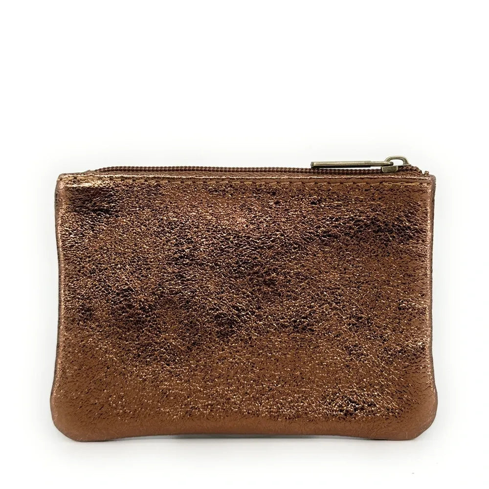 Pochette en cuir irisé GLOW PURSE Bronze