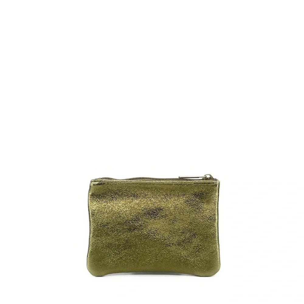 Pochette en cuir irisé GLOW PURSE Kaki irisé