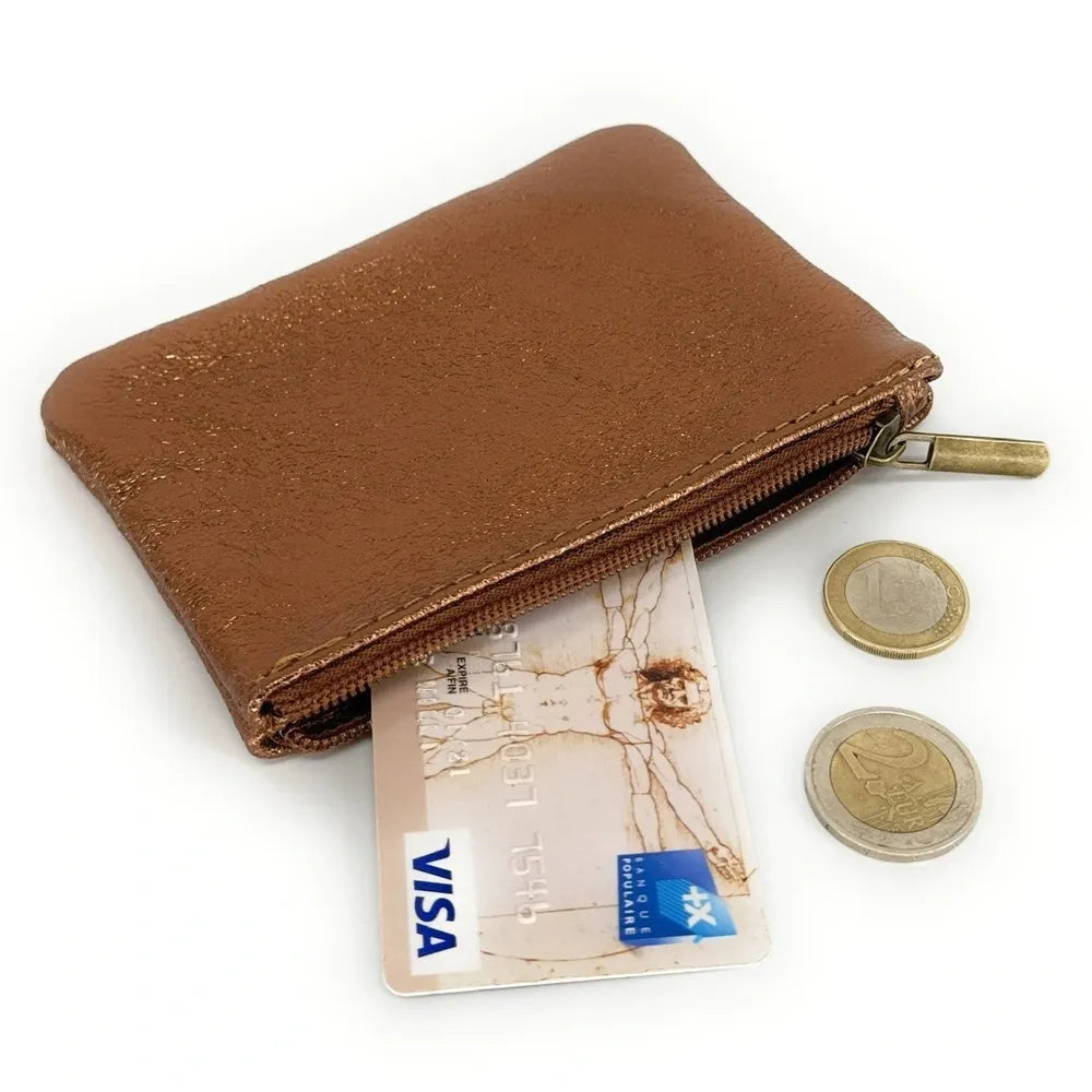 Pochette en cuir irisé GLOW PURSE Bronze