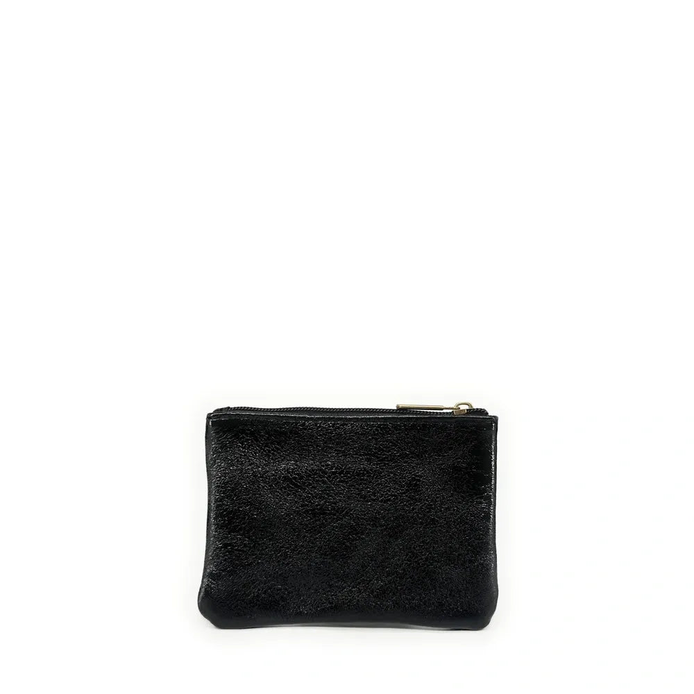 Pochette en cuir irisé GLOW PURSE Noir irisé