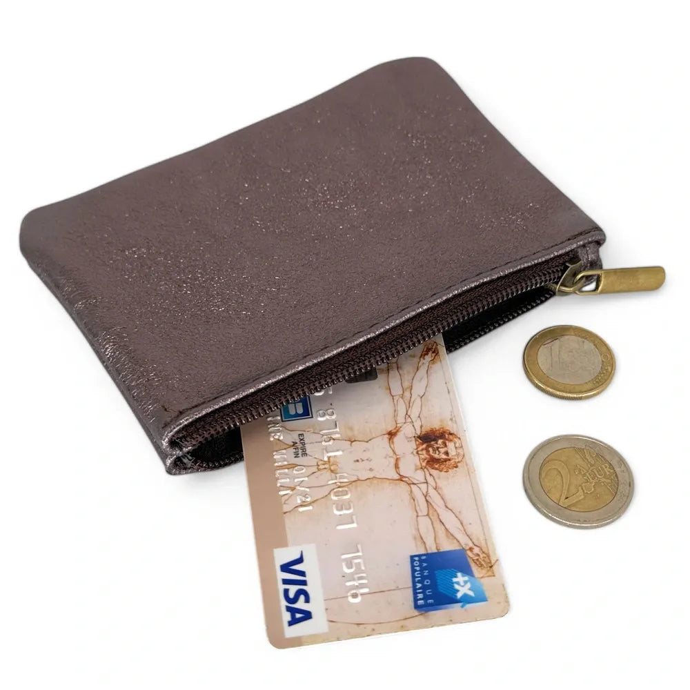 Pochette en cuir irisé GLOW PURSE Chocolat irisé