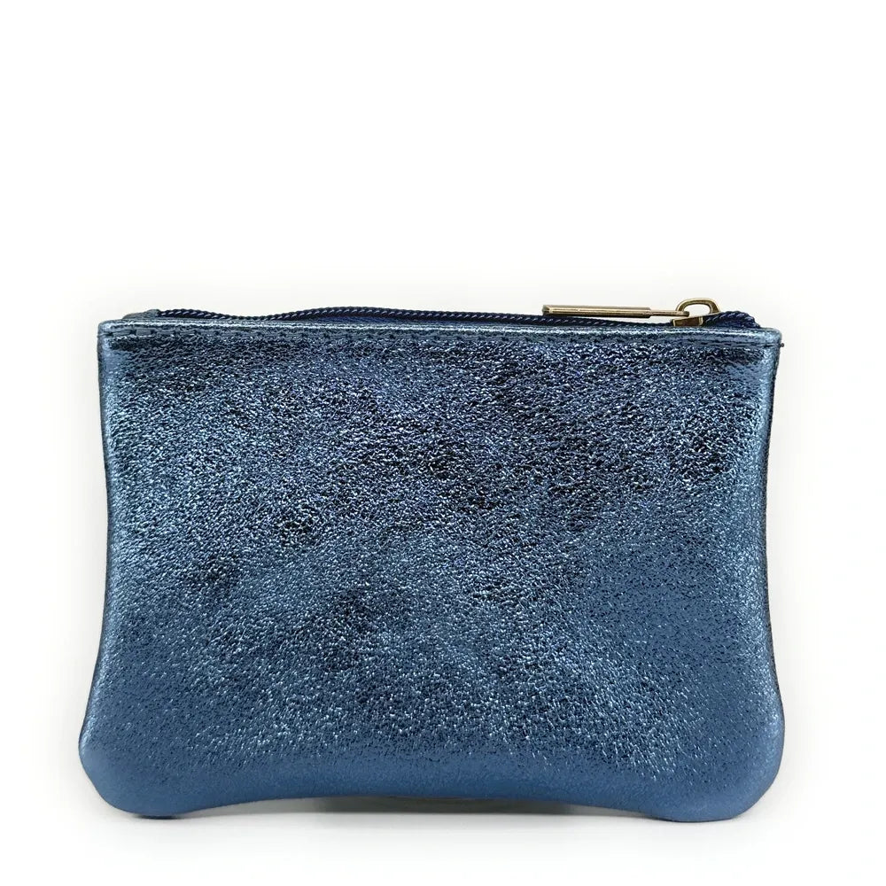 Pochette en cuir irisé GLOW PURSE Bleu cobalt irisé