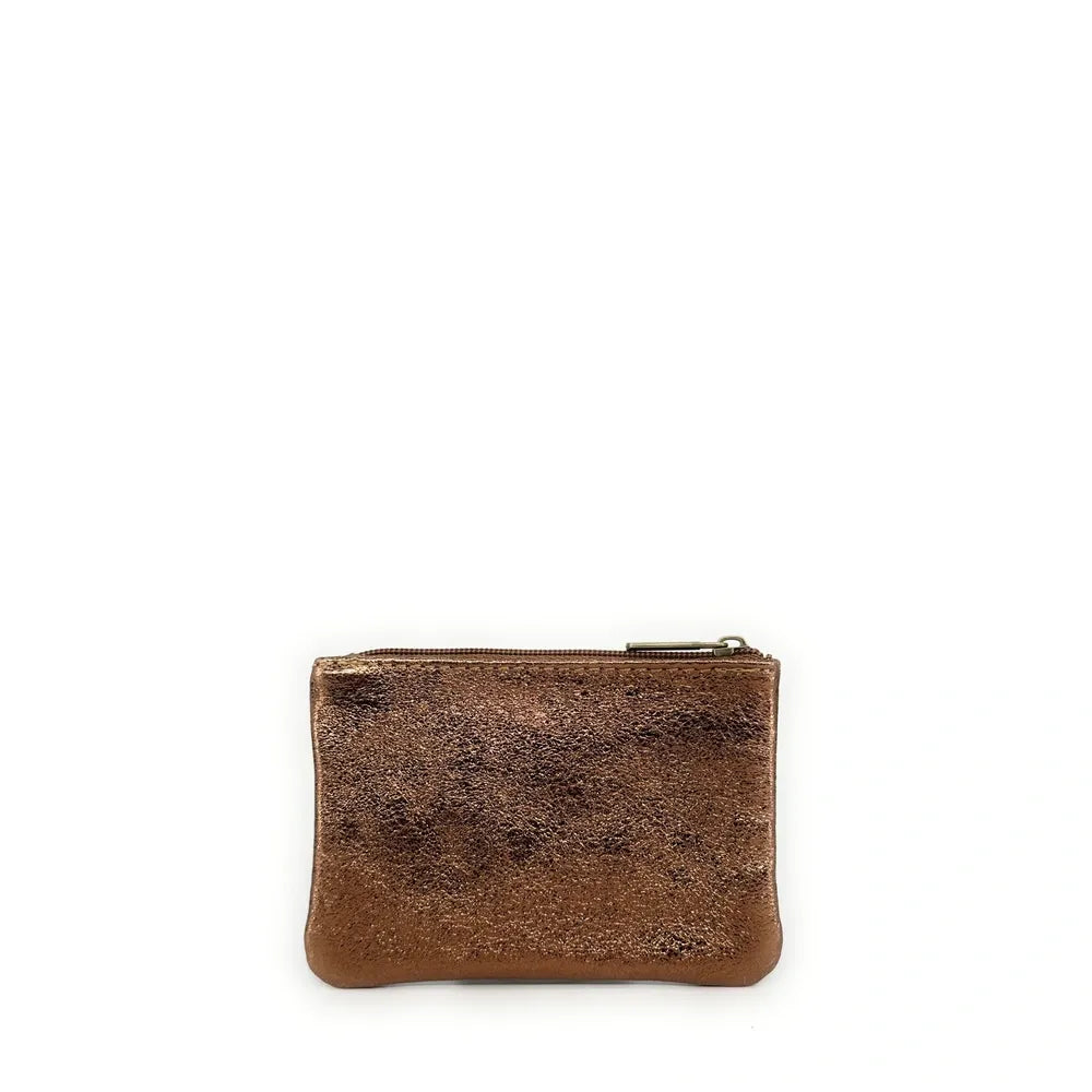 Pochette en cuir irisé GLOW PURSE Bronze
