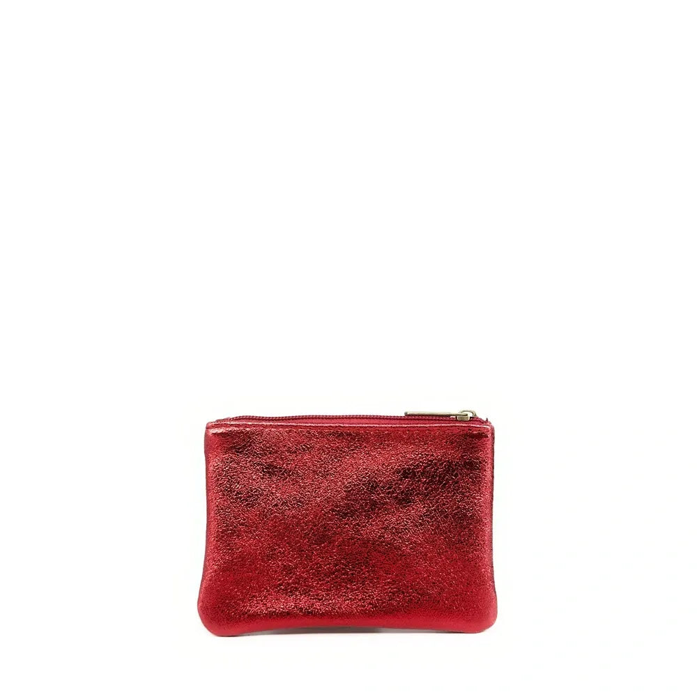 Pochette en cuir irisé GLOW PURSE Rouge irisé