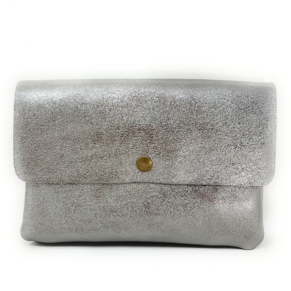 Sac pochette en cuir irisé MAELIA Argent clair