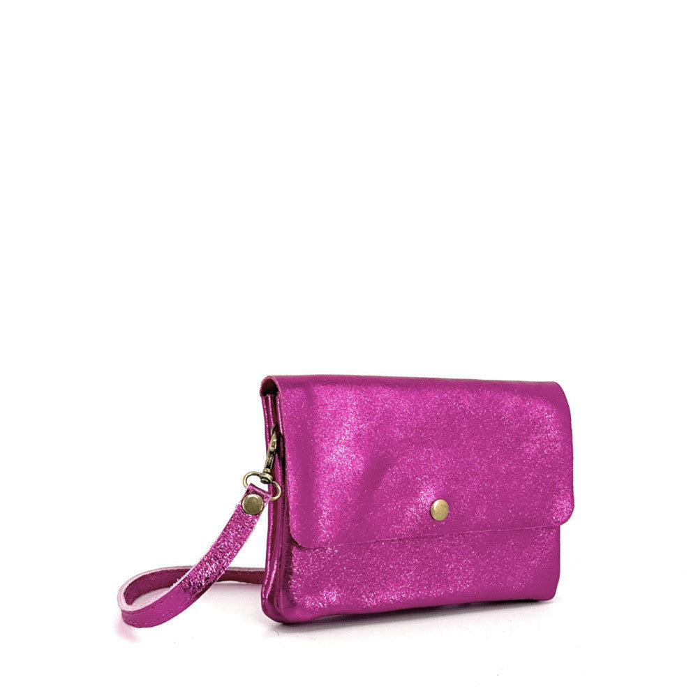 Sac pochette en cuir irisé MAELIA Fuchsia irisé