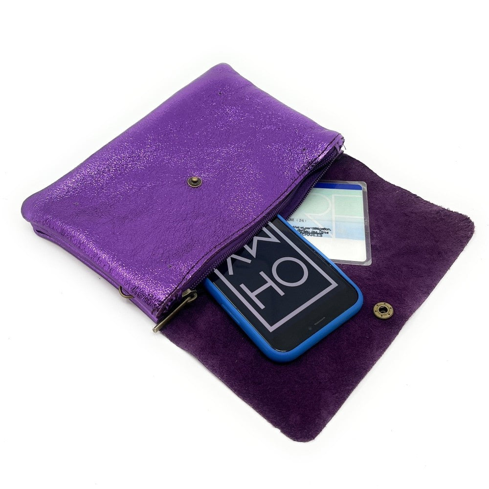 Sac pochette en cuir irisé MAELIA Violet