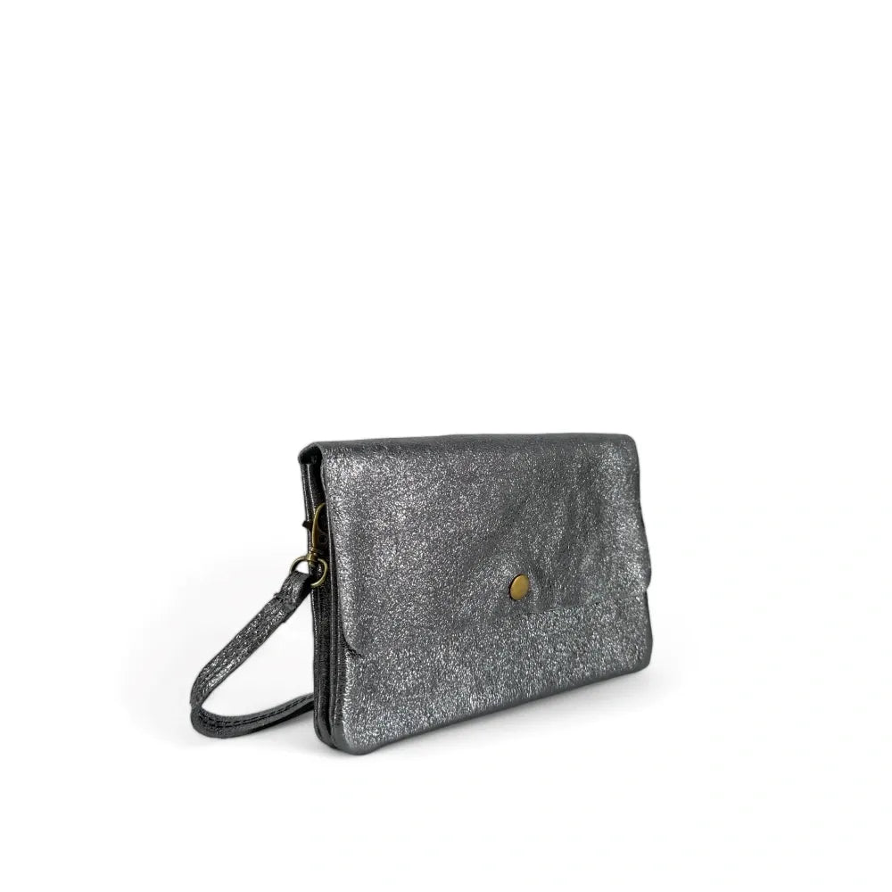 Sac pochette en cuir irisé MAELIA Argent foncé