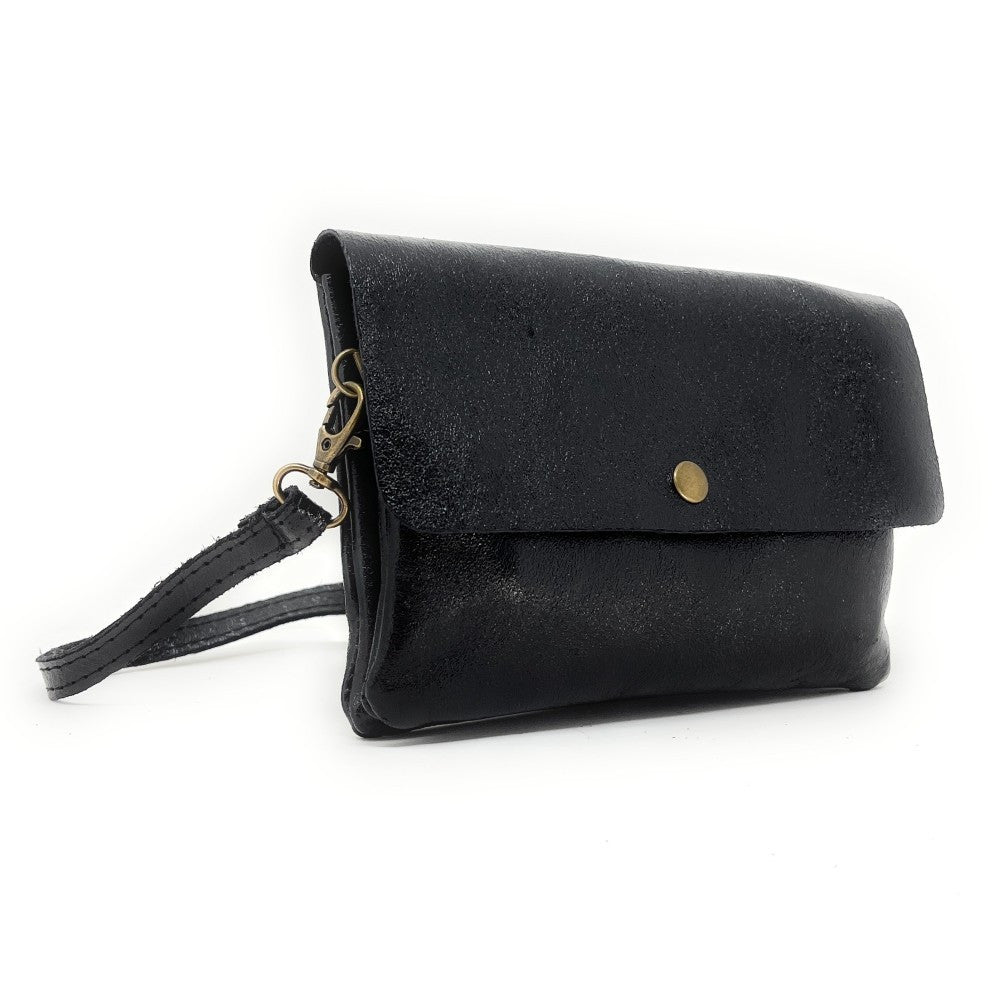 Sac pochette en cuir irisé MAELIA Noir