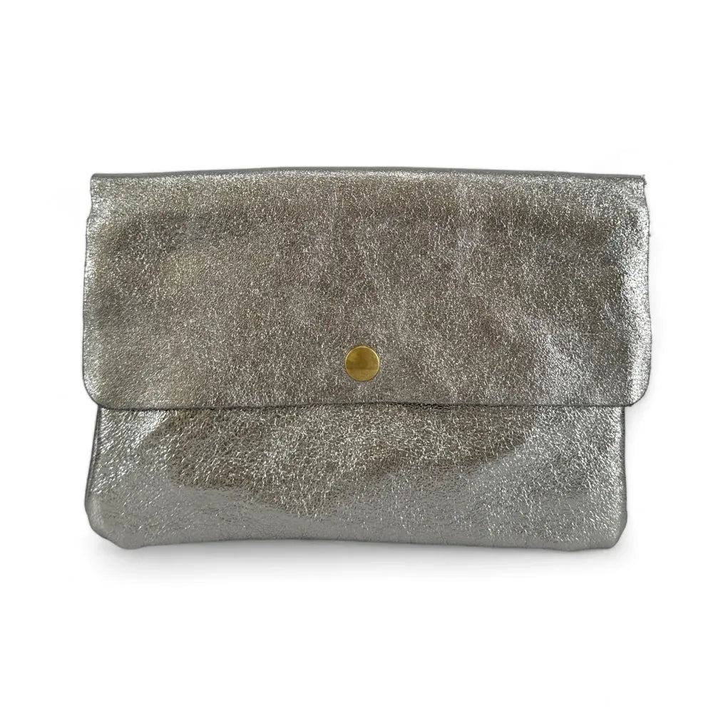 Sac pochette en cuir irisé MAELIA Argent moyen