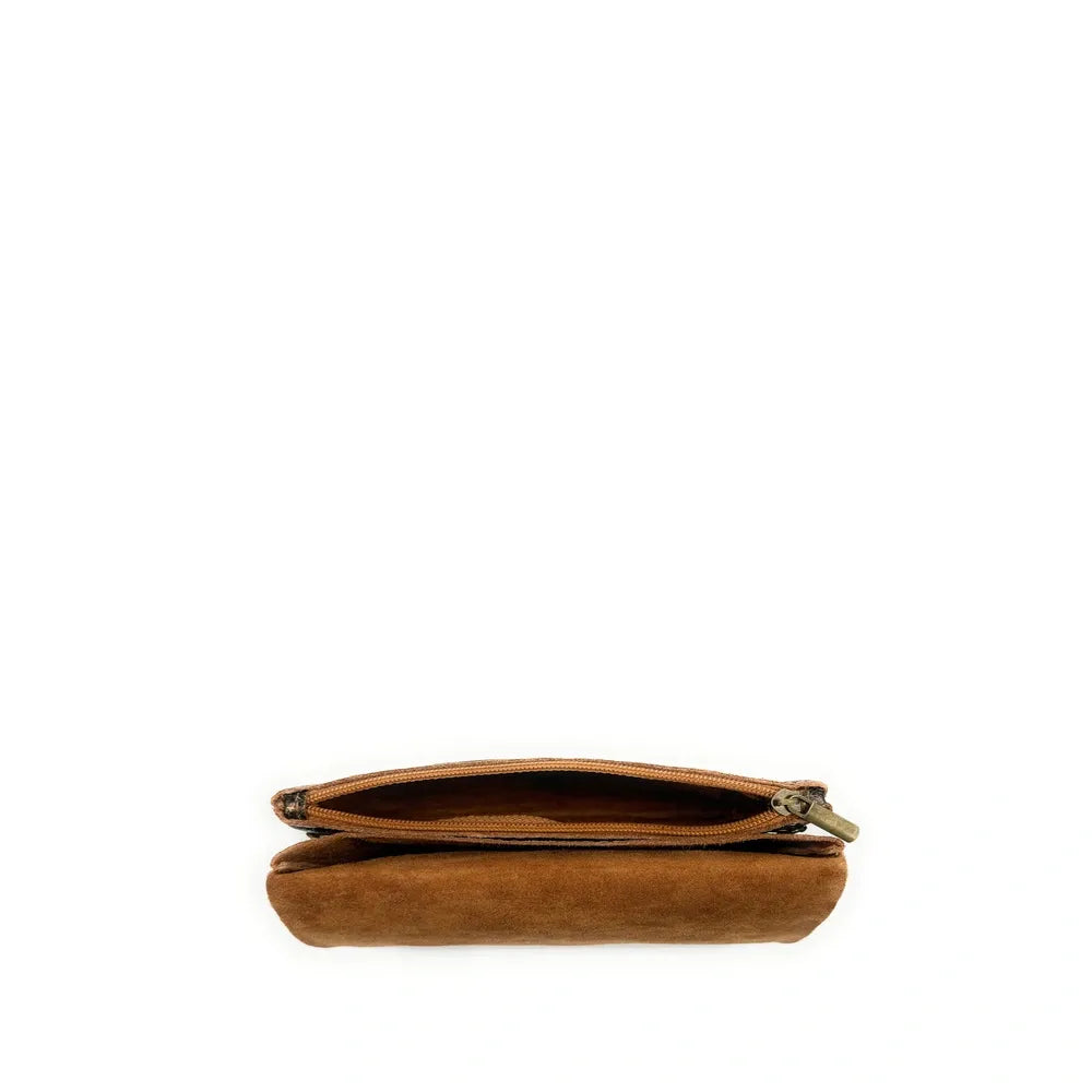 Sac pochette en cuir irisé MAELIA Léopard bronze