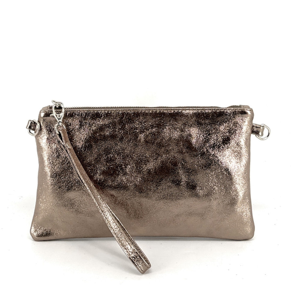 Sac pochette en cuir irisé MELUSINE Champagne irisé