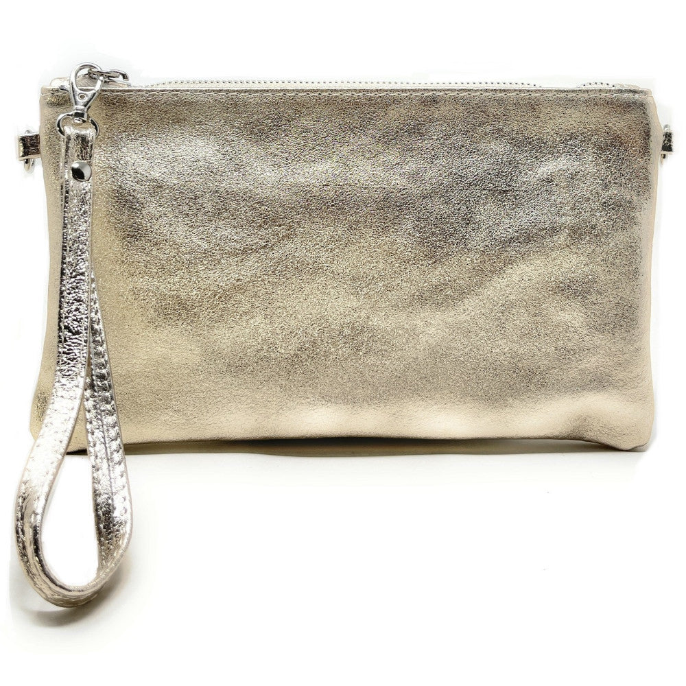 Sac pochette en cuir irisé MELUSINE Or pâle