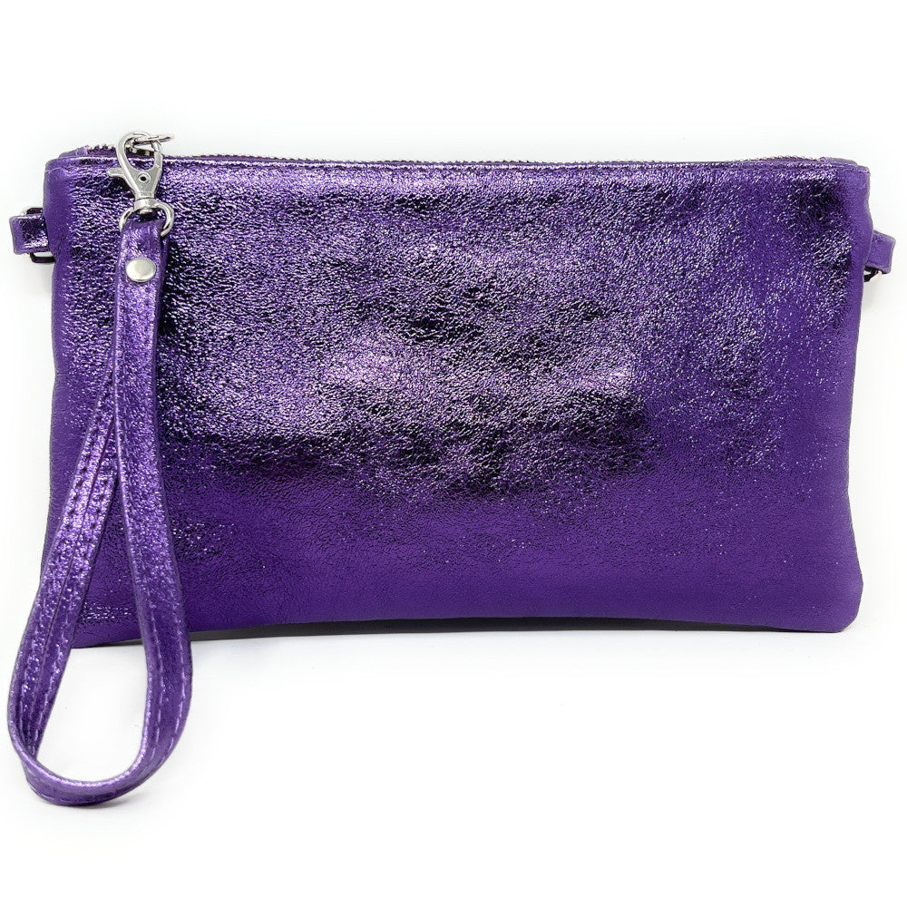Sac pochette en cuir irisé MELUSINE Améthyste