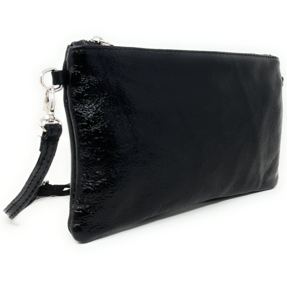 Sac pochette en cuir irisé MELUSINE Noir irisé