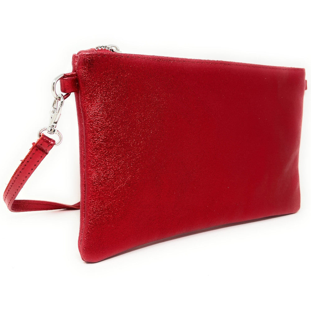 Sac pochette en cuir irisé MELUSINE Rouge irisé