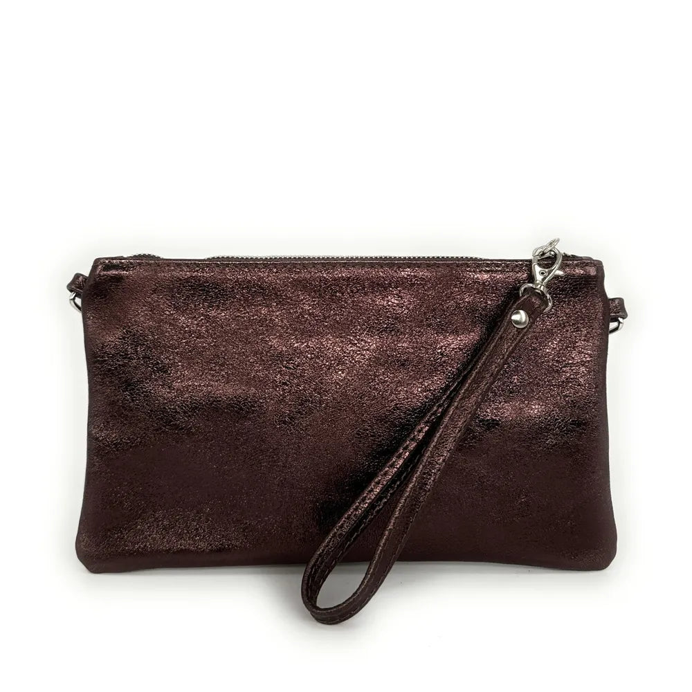 Sac pochette en cuir irisé MELUSINE Chocolat irisé