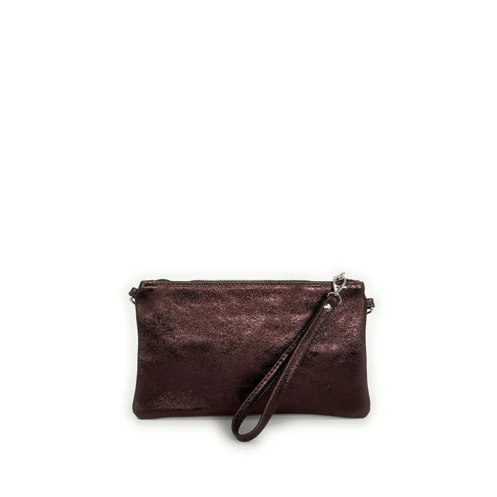 Sac pochette en cuir irisé MELUSINE Chocolat irisé