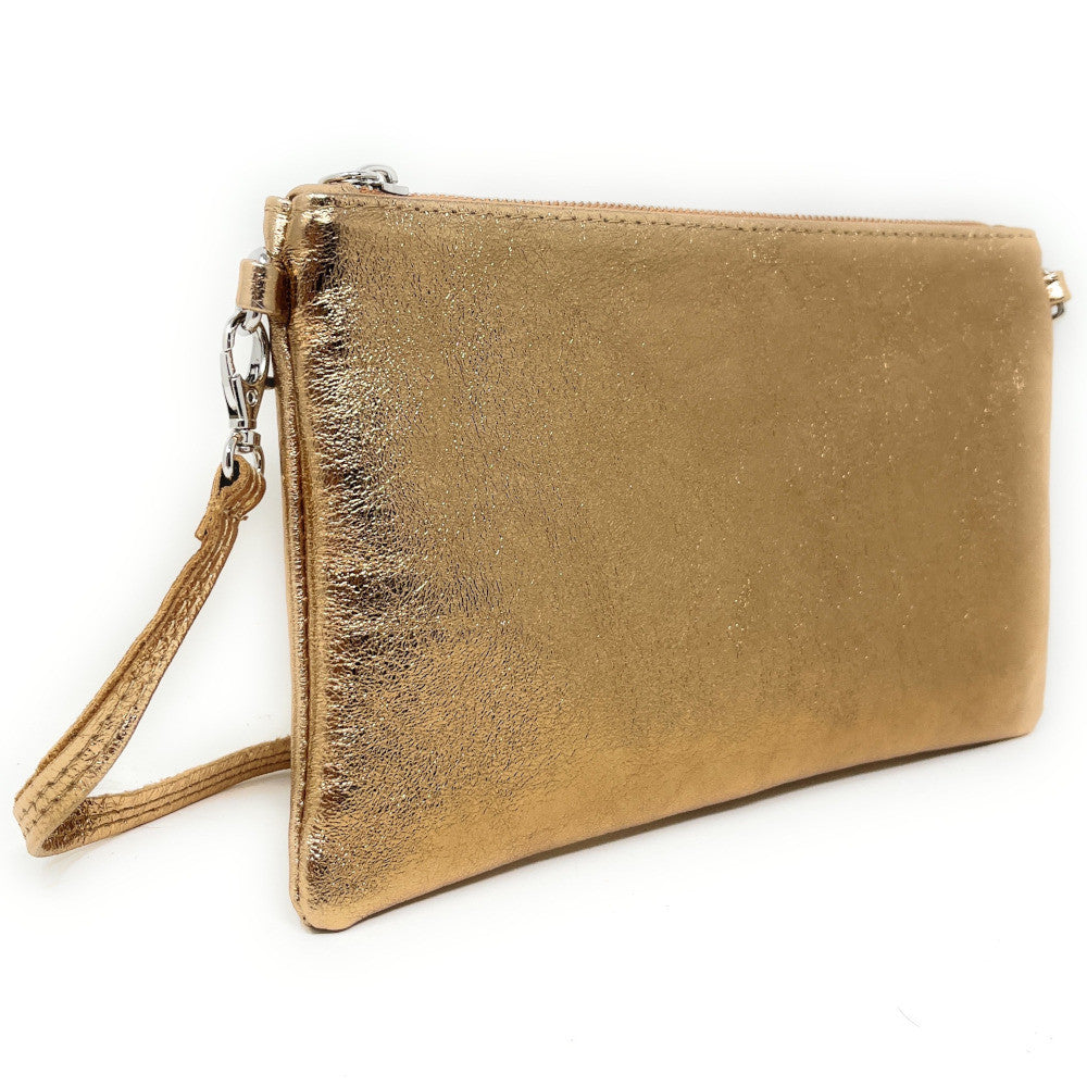 Sac pochette en cuir irisé MELUSINE Or vieilli