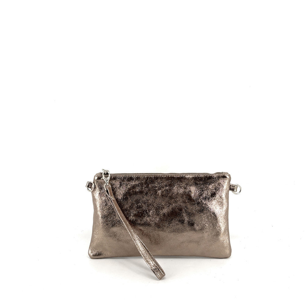 Sac pochette en cuir irisé MELUSINE Champagne irisé