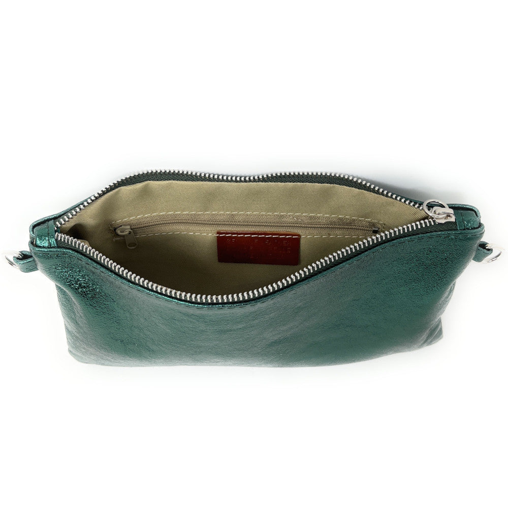Sac pochette en cuir irisé MELUSINE Vert forêt