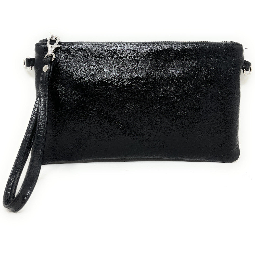 Sac pochette en cuir irisé MELUSINE Noir irisé