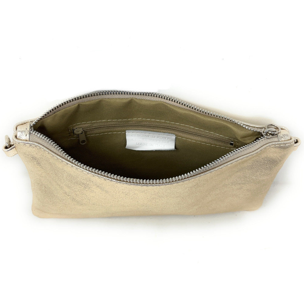 Sac pochette en cuir irisé MELUSINE Or pâle