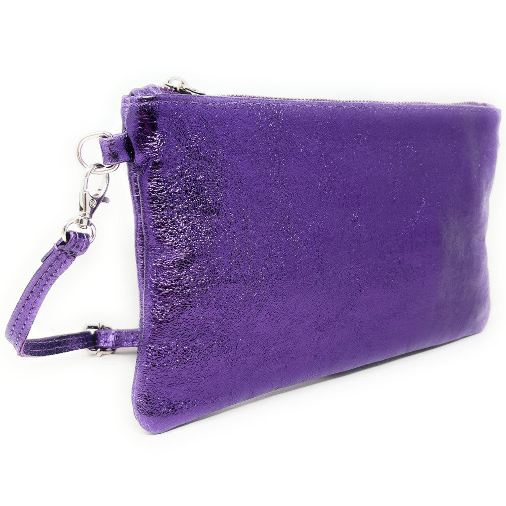 Sac pochette en cuir irisé MELUSINE Améthyste